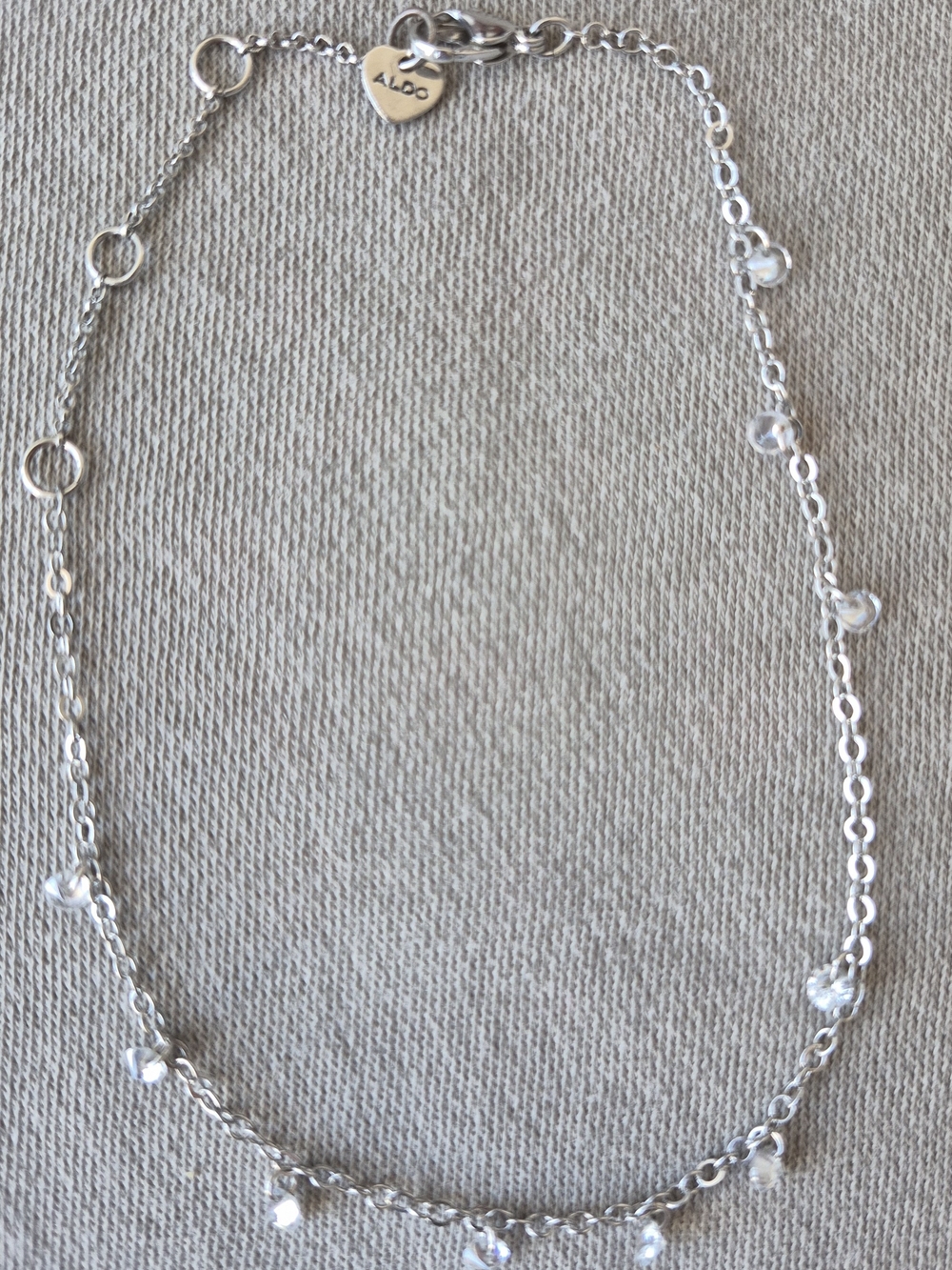 ALDO Silver Chain Anklet with Clear Bead Charms